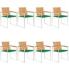Image de vidaXL Chaises de jardin lot de 8 avec coussins Bois de teck massif