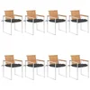 Image de vidaXL Chaises de jardin lot de 8 avec coussins Bois de teck massif