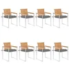 Image de vidaXL Chaises de jardin lot de 8 avec coussins Bois de teck massif