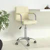 Image de vidaXL Chaise pivotante de bureau Crème Tissu
