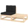 Image de vidaXL Salon de jardin 2 pcs avec coussins Bois de pin massif