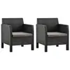 Image de vidaXL Chaises de jardin avec coussins lot de 2 PP Rotin Anthracite