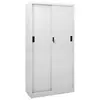 Image de vidaXL Armoire à bureau porte coulissante Gris clair 90x40x180cm Acier