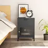 Image de vidaXL Table de chevet Anthracite 40x30x54,5 cm Acier et verre