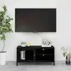 Image de vidaXL Meuble TV Noir 90x30x44 cm Acier et verre