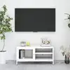 Image de vidaXL Meuble TV Blanc 90x30x44 cm Acier et verre