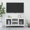 Image de vidaXL Meuble TV Blanc 105x35x52 cm Acier et verre