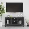 Image de vidaXL Meuble TV Anthracite 105x35x52 cm Acier et verre