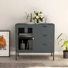 Image de vidaXL Buffet Anthracite 75x35x70 cm Acier et verre trempé