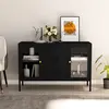 Image de vidaXL Buffet Noir 105x35x70 cm Acier et verre trempé