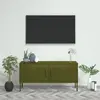 Image de vidaXL Meuble TV Vert olive 105x35x50 cm Acier