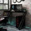 Image de vidaXL Bureau de jeu avec pieds en forme de ZZ Noir 110x60x75 cm