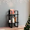 Image de vidaXL Bibliothèque à 2 niveaux Noir 40x30x70 cm Bois de pin massif
