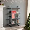 Image de vidaXL Bibliothèque à 4 niveaux Gris 100x30x140 cm Bois de pin massif