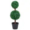 Image de vidaXL Plante de buis artificiel avec pot Forme de boule Vert 60 cm