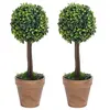 Image de vidaXL Plantes de buis artificiel 2 pcs avec pots Boule Vert 41 cm