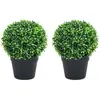 Image de vidaXL Plantes de buis artificiel 2 pcs avec pots Boule Vert 37 cm