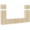 Image de vidaXL Ensemble de Meuble TV 8 pcs Suspendu Mural Ensemble d'Armoires Stéréo Salle de Séjour Salon Maison Intérieur Chêne Sonoma Aggloméré