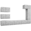 Image de vidaXL Ensemble de meuble TV 8 pcs Gris béton Aggloméré
