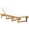 Image de vidaXL Chaise longue pliable coussin Bois massif d'acacia Blanc crème