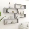 Image de vidaXL Étagères cube murales 4 pcs gris béton bois d'ingénierie