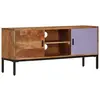 Image de vidaXL Meuble TV Marron miel et gris 110x30x50 cm Bois massif d'acacia