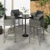 Image de vidaXL Tabourets de bar lot de 4 avec coussins gris résine tressée