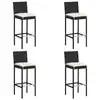 Image de vidaXL Tabourets de bar de jardin et coussins lot de 4 résine tressée