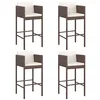 Image de vidaXL Tabourets de bar lot de 4 avec coussins marron résine tressée