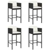 Image de vidaXL Tabourets de bar lot de 4 avec coussins noir résine tressée