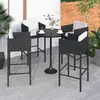 Image de vidaXL Tabourets de bar lot de 4 avec coussins noir résine tressée