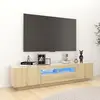 Image de vidaXL Meuble TV avec lumières LED Chêne sonoma 180x35x40 cm