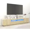 Image de vidaXL Meuble TV avec lumières LED Chêne sonoma 200x35x40 cm