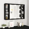 Image de vidaXL Armoire à miroir avec LED noir 76x15x55 cm