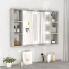 Image de vidaXL Armoire à miroir avec LED Gris béton 76x15x55 cm