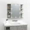 Image de vidaXL Armoire à miroir avec LED Gris béton 70x16,5x60 cm