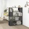 Image de vidaXL Bibliothèque/Séparateur de pièce Gris brillant 100x24x124 cm
