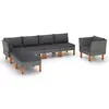 Image de vidaXL Salon de jardin 7 pcs Résine tressée et bois d'eucalyptus Gris