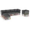 Image de vidaXL Salon de jardin 7 pcs Résine tressée et bois d'eucalyptus Gris