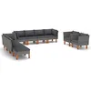 Image de vidaXL Salon de jardin 10 pcs Résine tressée et bois d'eucalyptus Gris