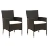 Image de vidaXL Chaises de jardin lot de 2 avec coussins Résine tressée Noir