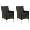 Image de vidaXL Chaises de jardin lot de 2 avec coussins Résine tressée Noir