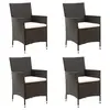Image de vidaXL Chaises de jardin avec coussins lot de 4 Résine tressée Marron