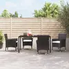Image de vidaXL Chaises de jardin avec coussins lot de 4 Résine tressée Noir