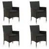 Image de vidaXL Chaises de jardin avec coussins lot de 4 Résine tressée Noir