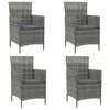 Image de vidaXL Chaises de jardin avec coussins lot de 4 Résine tressée Gris