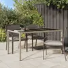 Image de vidaXL Table de jardin 150x90x75 cm Verre trempé/résine tressée Beige