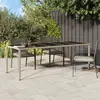 Image de vidaXL Table de jardin Beige 250x100x75 cm Verre trempé et poly rotin