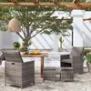 Image de vidaXL Jeu de chaise et tabouret de jardin 4 pcs Résine tressée Gris