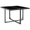 Image de vidaXL Table de jardin noire 109 x 107 x 74 cm en polyrotin et verre